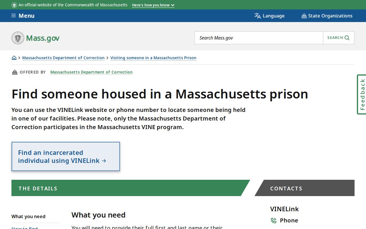 Winchester residents directory Massachusetts prison locator instructions