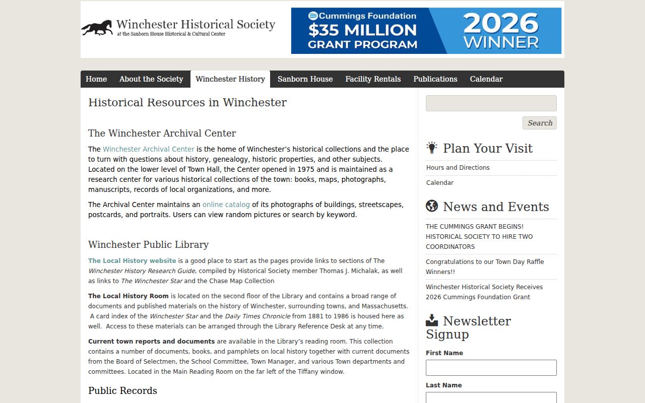 Winchester city directory Historical Society research holdings